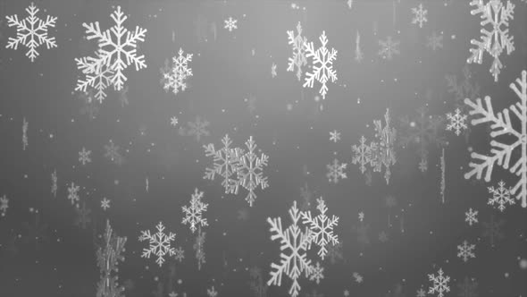 Flying snowflakes on a light White. Winter Abstract Falling snow.