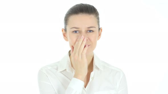 Woman in Shock, White Background