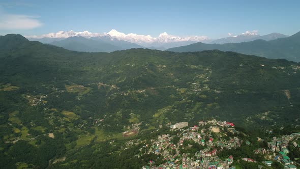 City of Gangtok in Sikkim India seen from the sky