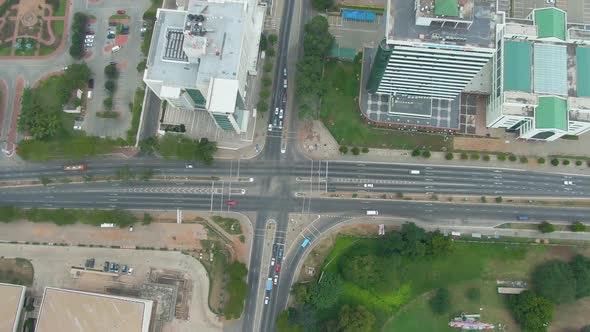 Accra central aerial view road intersection
