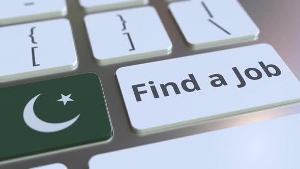 FIND A JOB Text and Flag of Pakistan on the Keys