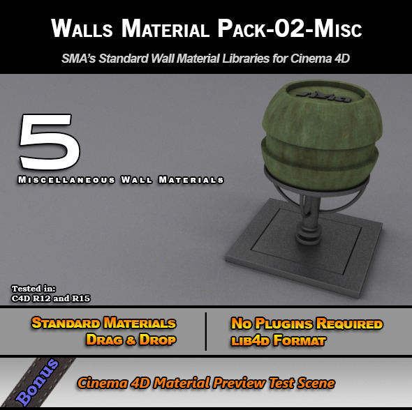 Standard Walls Material Pack-02-Misc for C4D