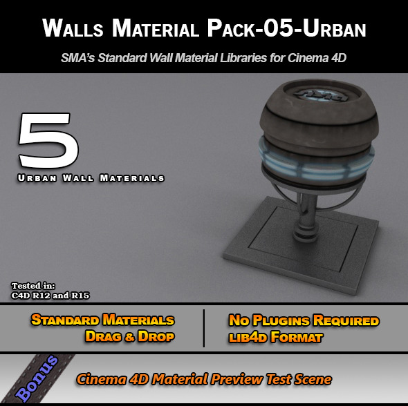 Standard Walls Material Pack-05-Urban for C4D