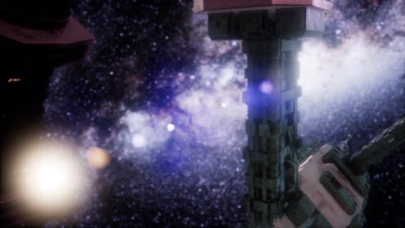 Space Ship and Milky Way Stars alt