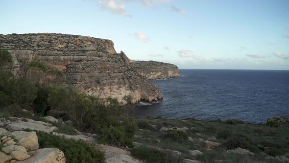 Greenery Grows on Top of Babu Valley near Blue Grotto Sea Caves in Malta