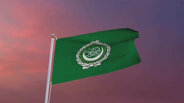 Flag Of The Arab League Waving 4k