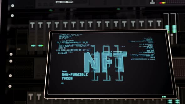 NFT Crypto Art symbol on datacenter server