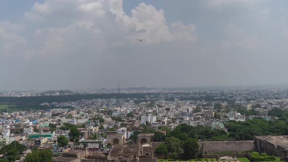 Hyderabad city view from Golconda fort, India 4K timelapse