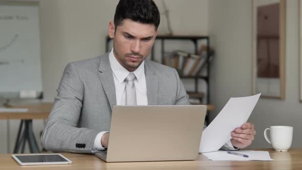 Paperwork, Businessman Working in Office