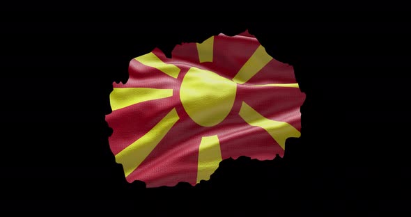 North Macedonia national flag background with country shape outline