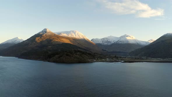 Aerial View of Glencoe Valley and Loch in Scotland