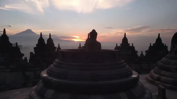sunrise at Borobudur temple in Indonesia