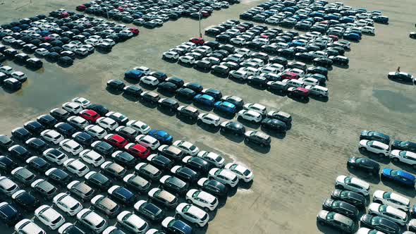 New Cars at Car Factory Parking Lot