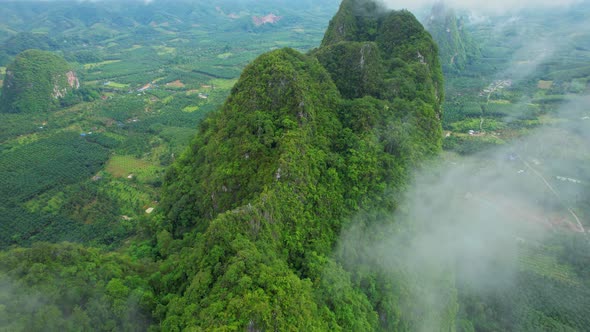 Drone are flying over beautiful clouds and mountains