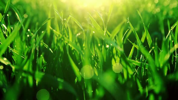 Bright Vibrant Green Grass Close-up