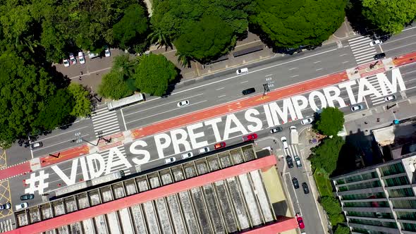 Paulista Avenue at downtown Sao Paulo Brazil. Landmark city.