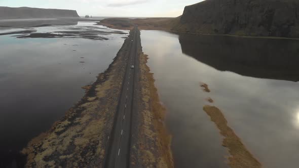 Aerial Reveal of Stunning Icelandic Road.