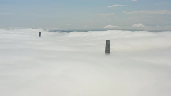 Aerial View of the Top of the Pylons of the Russian Bridge