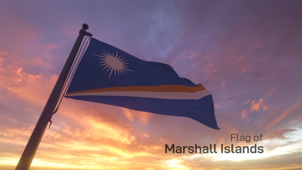 Marshall Islands Flag on a Flagpole V3