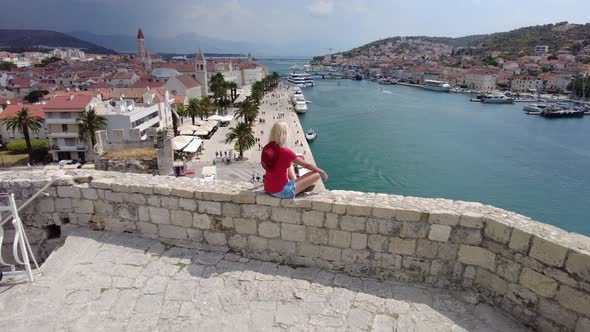 Woman in Trogir City of Croatia