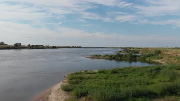 Aerial shot of the Vistula river