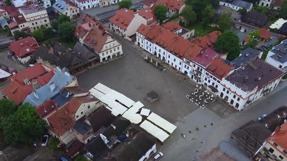 Aerial Footage of Kazimierz Dolny City Center in Poland