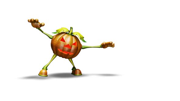 Comic Pumpkin  Looped Halloween Dance on White Background