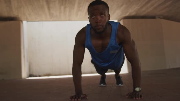 Man exercising in an urban setting