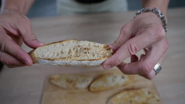 The Guy Puts Fried Bread Bruschetta on the Board