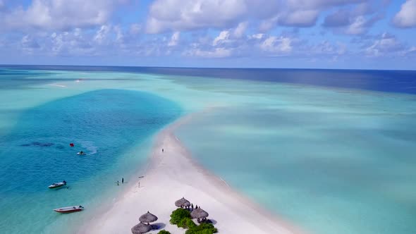 Aerial drone travel of tropical sea view beach by blue ocean and sand background