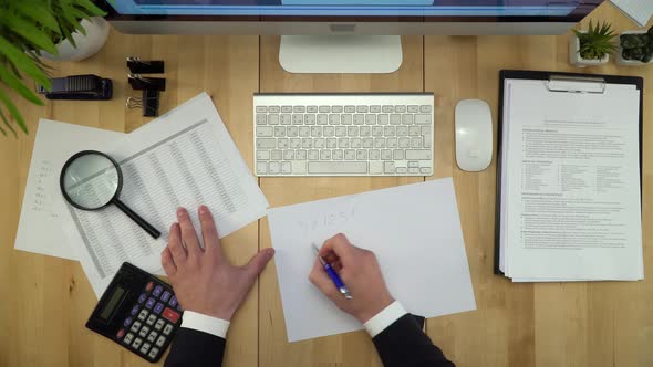 Paperwork. Businessman Working With Documents Flat Lay