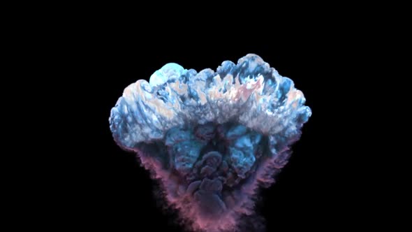Blue Smoke  Explosion Particles Isolated On Black Png Background.