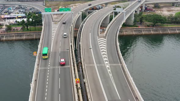 Top view of the traffic in Hong Kong