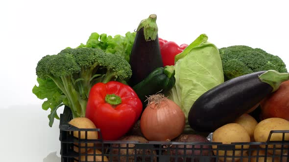 Delivery Box with Assorted Fresh Organic Vegetables Ready for Sale or Charity