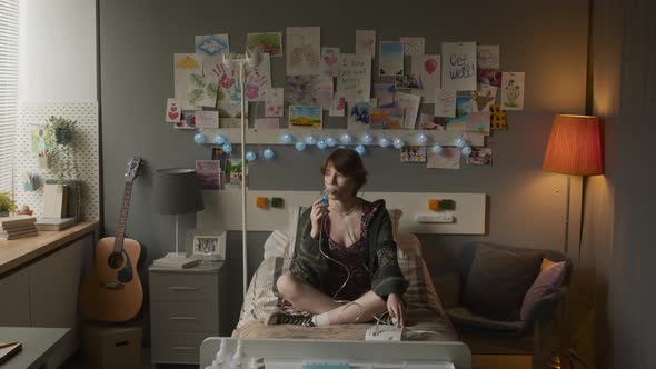 Girl Using Nebulizer