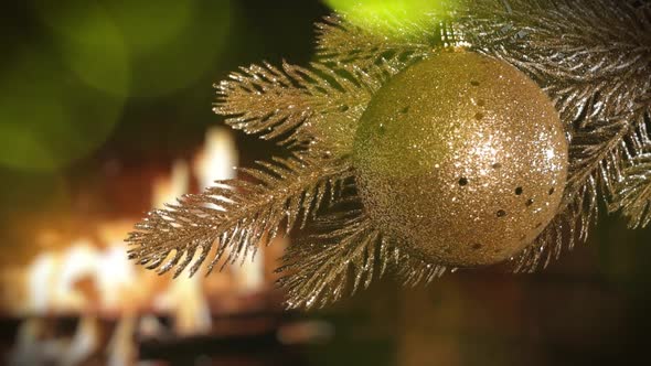 A Golden Christmas Tree Decorated with Golden Bauble