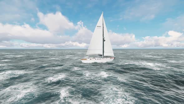 Yacht Sailing on Opened Ocean