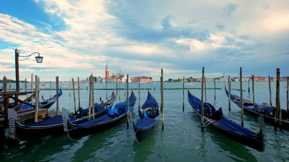 Gondolas in Lagoon of Venice, Italy