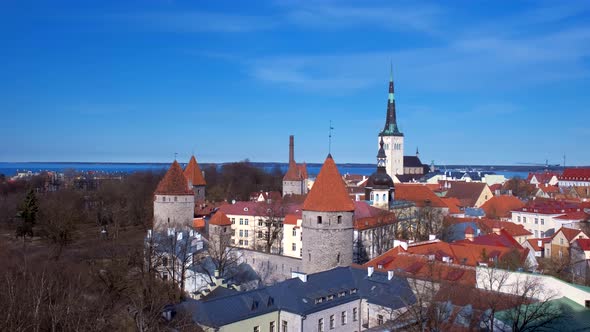 Aerial View of Tallinn Medieval Old Town Estonia