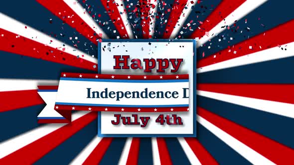 Animation of text Happy July 4th on white square with text Independence Day on white background