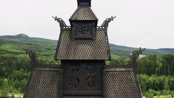 Top Roof Detail Of The Old Borgund Stave Church In Laerdal Municipality, Vestland County, Norway - c