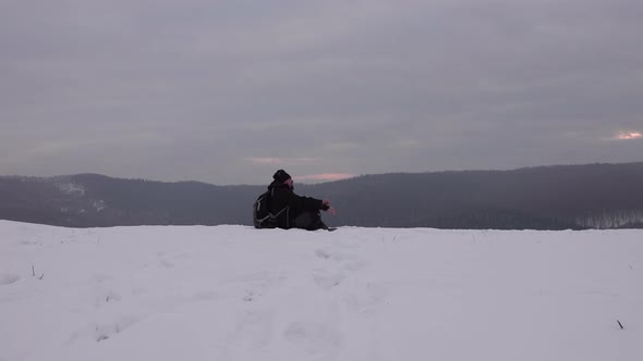 Hiker meditating after a day hike