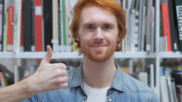 Thumbs Up by Beard Man in Office