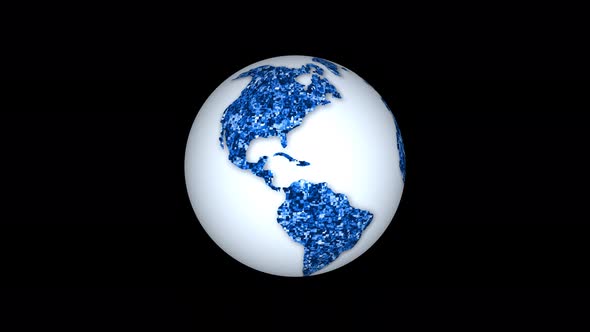 3d Rotated Blue Planet Earth Animated