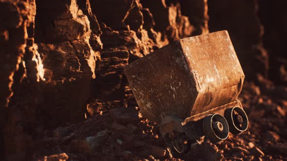 Abandoned Gold Mine Trolley Used To Cart Ore During the Gold Rush