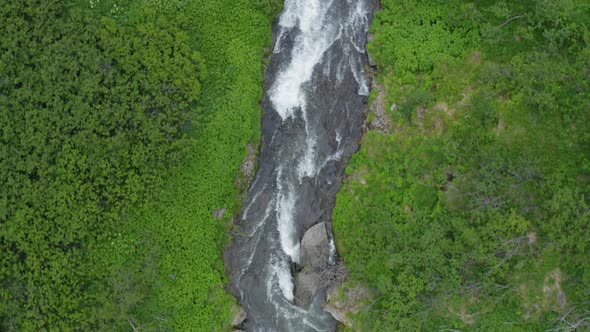 The Calm Waterfall on Kamchatka Peninsula Russia