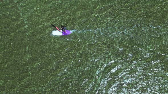 Drone Follows Surfer on Windsurf with Sail