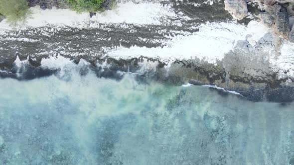 Vertical Video Empty Beach on Zanzibar Island Tanzania Aerial View