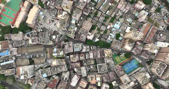 Aerial footage of urban village landscape  in Shenzhen city,China