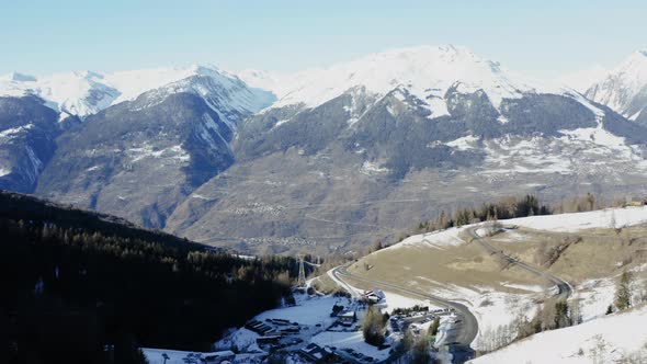 La Plagne Aerial View in the French Alps in France